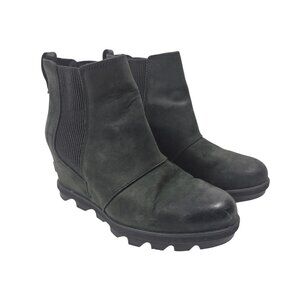 Sorel Boots Womens 7.5 Green Leather Joan Of Arctic Ankle Boots Hidden Heel